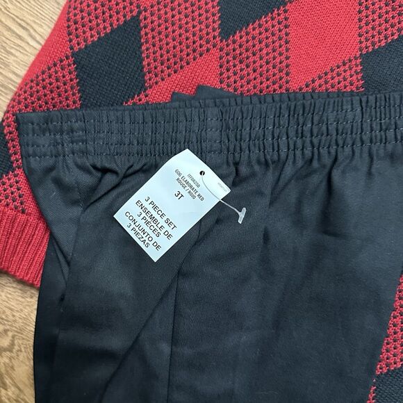 NWT IZOD Toddler 3T Holiday 3pc Outfit Deer Argyle Sweater Set Buffalo Plaid - Picture 10 of 11